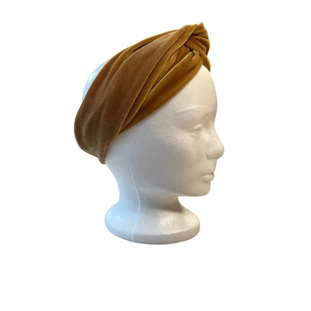 I'M WITH THE BAND Velvet Turban Headband Golden Mustard NWT Knot Boho Indie Luxe